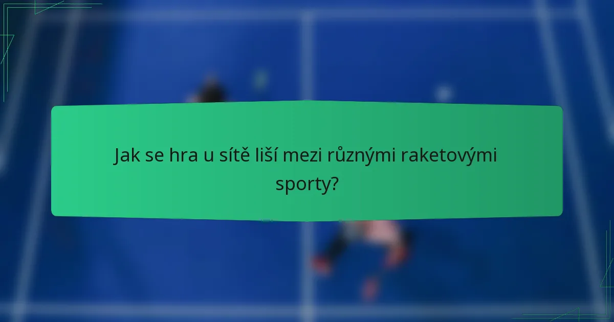 Jak se hra u sítě liší mezi různými raketovými sporty?