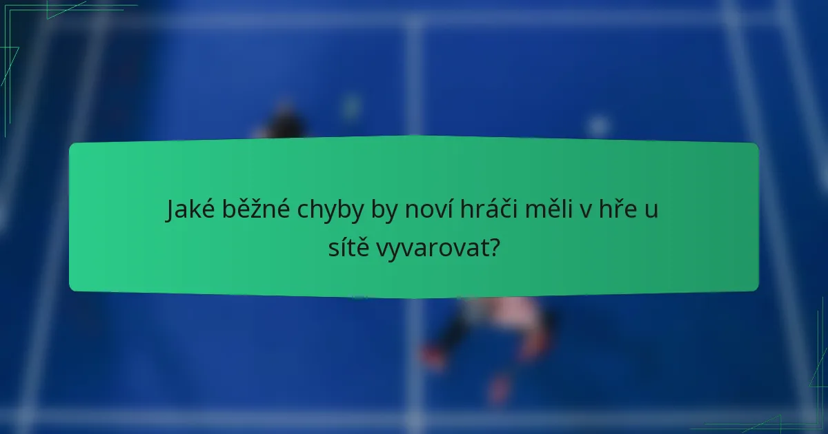 Jaké běžné chyby by noví hráči měli v hře u sítě vyvarovat?