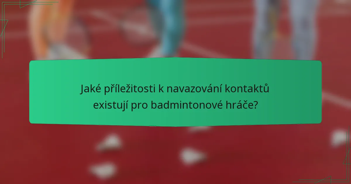 Jaké příležitosti k navazování kontaktů existují pro badmintonové hráče?