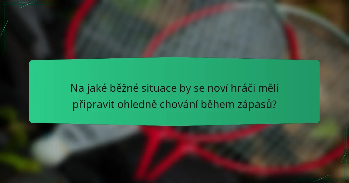 Na jaké běžné situace by se noví hráči měli připravit ohledně chování během zápasů?