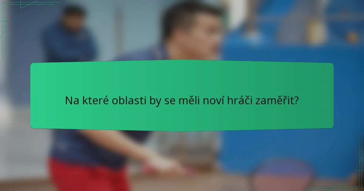 Na které oblasti by se měli noví hráči zaměřit?